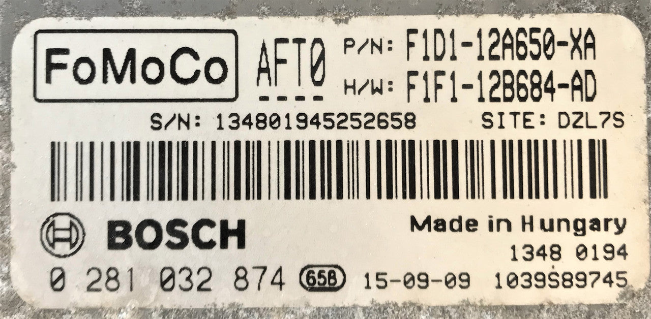 Plug & Play Bosch Engine ECU, Ford C Max, 0281032874, 0 281 032 874, F1D112A650XA, F1D1-12A650-XA, F1F112B684AD, F1F1-12B684-AD, AFT0