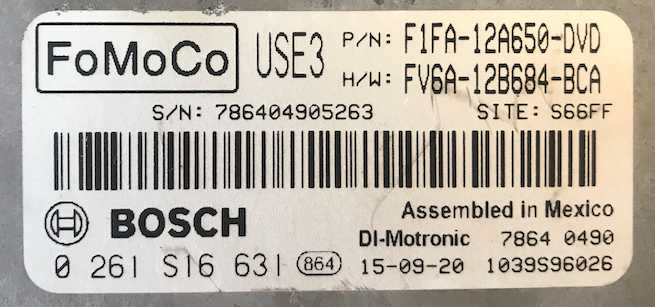 ECU de motor Bosch Plug & Play, Ford Focus 1.0 EcoBoost, 0261S16631, 0 261 S16 631, F1FA-12A650-DVD, FV6A-12B684-BCA, USE3