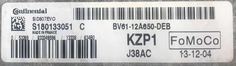Ford Focus 1.6, SID807EVO, S180133051C, BV61-12A650-DEB, BV6112A650DEB, KZP1, J38AC