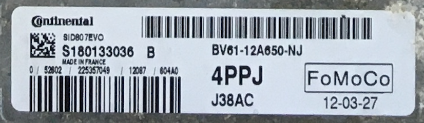 SID807EVO, S180133036B, S180133036 B, BV6112A650NJ, BV61-12A650-NJ, 4PPJ