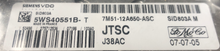 Ford Focus 2.0D, 5WS40551B-T, 7M51-12A650-ASC, J38AC, SID803A