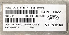 Ford Ka 1.2 8V, 51981640, BC0116860D, BC.0116860.D, 9GF.TK, 9GFTK