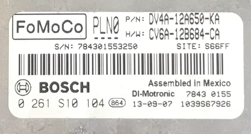 Ford Kuga, 0261S10104, 0 261 S10 104, DV4A-12A650-KA, CV6A-12B684-CA, PLN0, 1039S67926