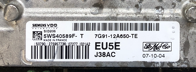 Ford S Max, SID 206, 5WS40589F-T, 7G91 -12A650-TE, EU5E