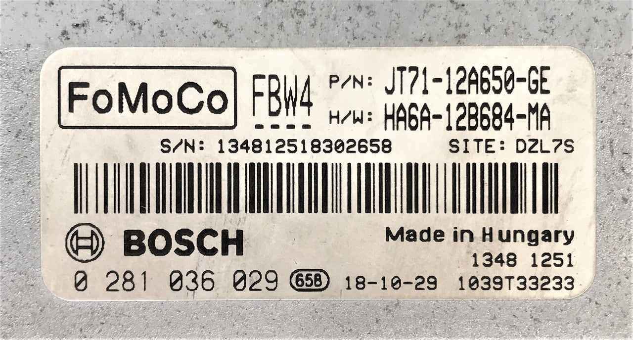 Ford Transit, 0281036029, 0 281 036 029, JT7112A650GE, JT71 -12A650-GE, HA6A12B684MA, HA6A-12B684-MA, FBW4