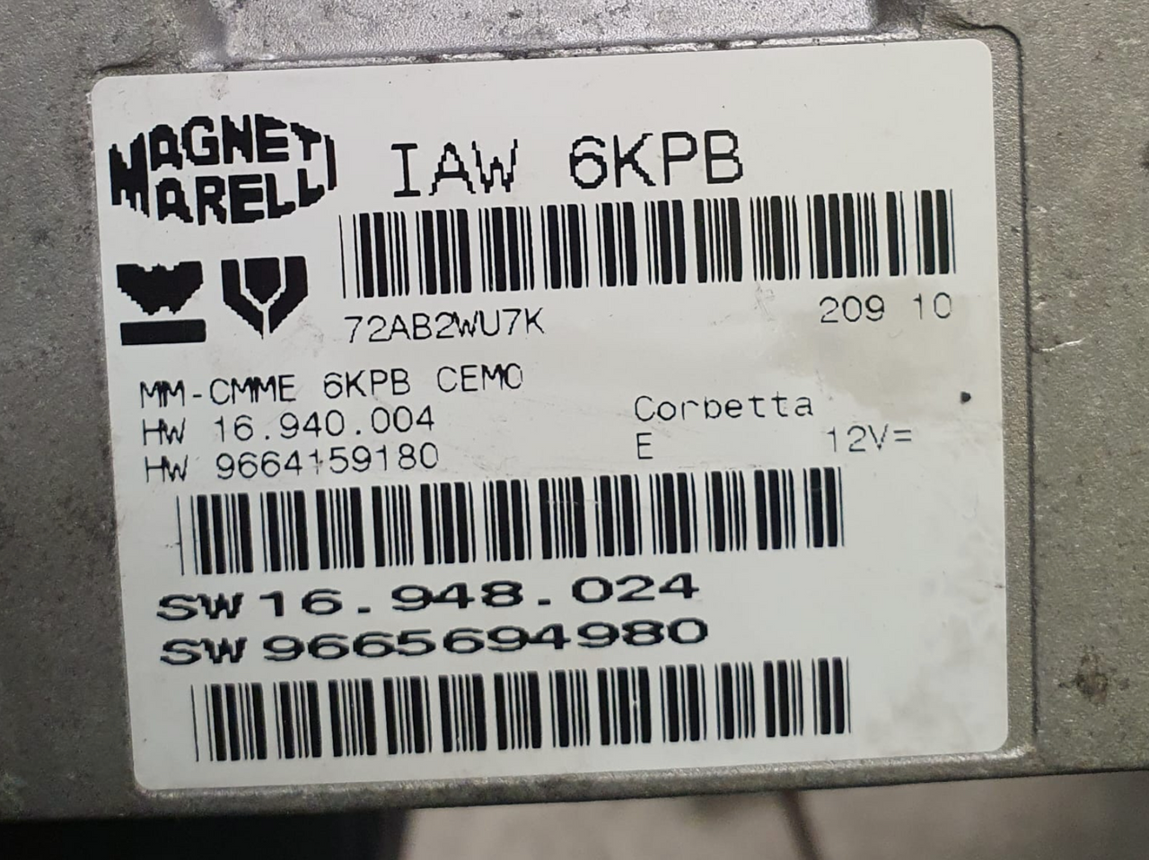 IAW 6KPB, HW 16.940.004, HW 9664159180, SW 16.948.024, SW 9665694980