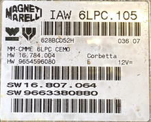 Magneti Marelli Engine ECU, IAW 6LPC.105, HW 16784004, HW 16.784.004, HW 9654596080, SW 16807064, SW 16.807.064, SW 9663380880