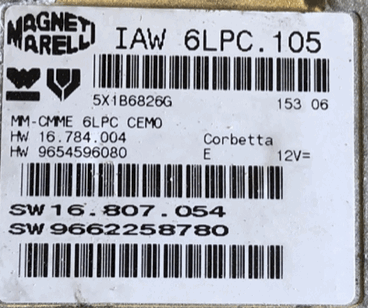 Magneti Marelli, IAW 6LPC.105, HW 16784004, HW 9654596080, SW 16807054, SW 9662258780