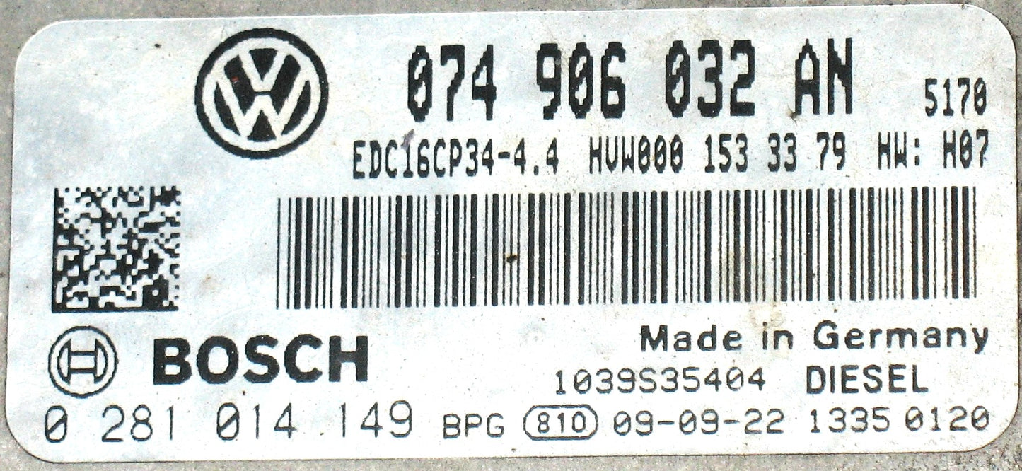 Plug & Play, Bosch Engine ECU, VW Crafter 30/35/50 2.5 TDI, 0281014149, 0 281 014 149, 074906032AN, 074 906 032 AN, EDC16CP