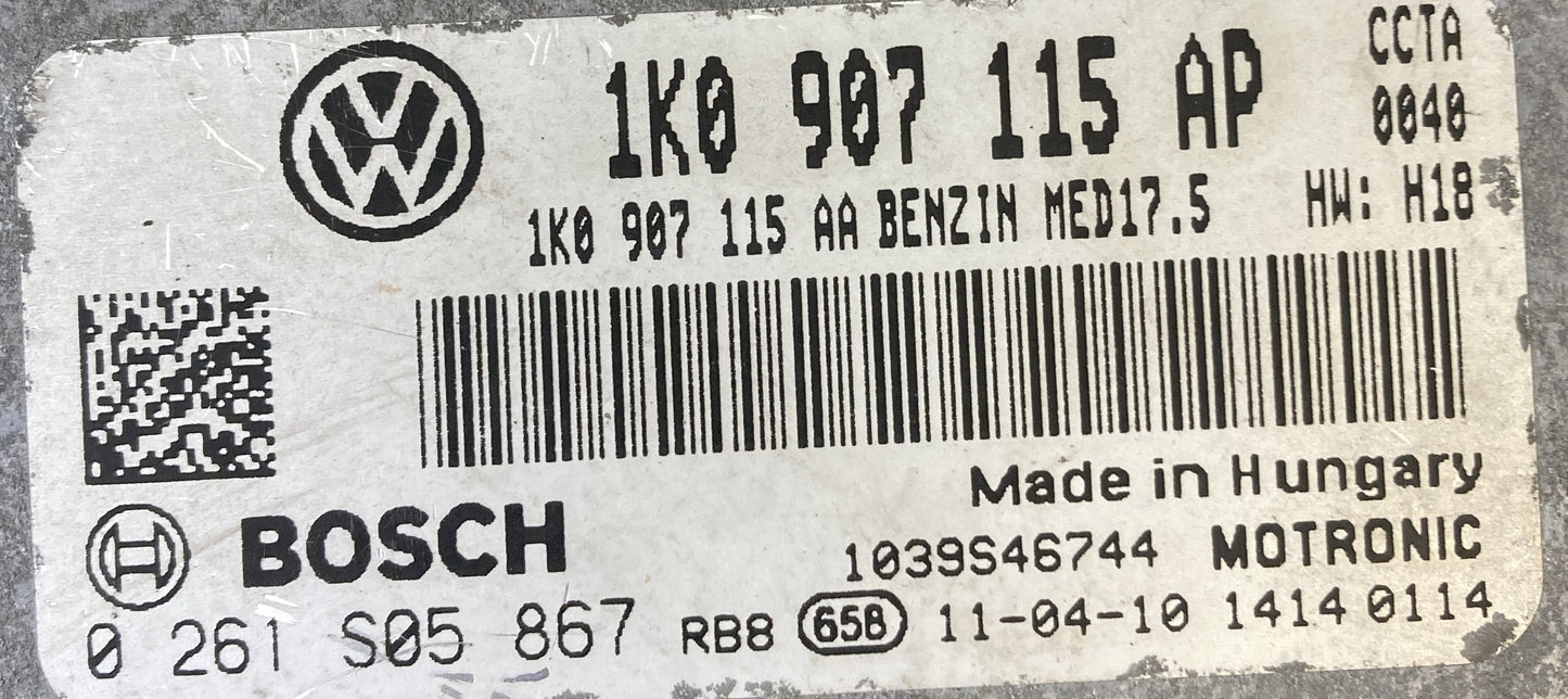 ECU de motor Bosch Plug & Play, VW, 0261S05867, 0 261 S05 867, 1K0907115AP, 1K0 907 115 AP, MED17.5
