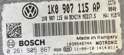 ECU de motor Bosch Plug & Play, VW, 0261S05867, 0 261 S05 867, 1K0907115AP, 1K0 907 115 AP, MED17.5