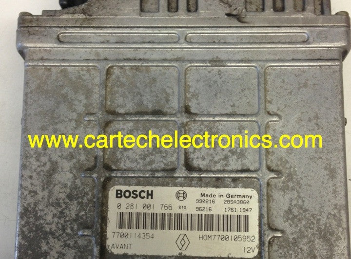 Bosch Engine ECU, Renault, 0 281 001 766, 0281001766, 7700114354, HOM7700105952