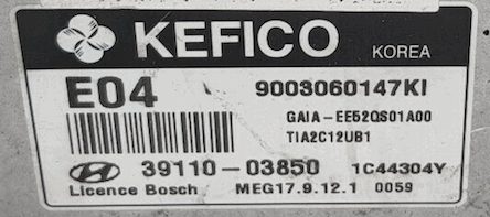 Kefico Engine ECU, Kia/Hyundai, 3911003850, 39110-03850, 9003060147KI, E04 