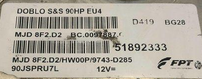 MJD8F2D2, MJD 8F2.D2, BC0097887C, BC.0097887.C, 51892333, HW00P