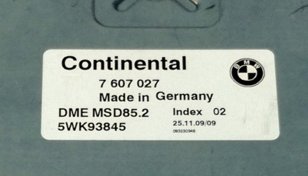 Plug & Play Continental Engine ECU, BMW X6, DME MSD85.2, 7 607 027, 7607027, 5WK93845