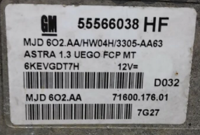 Magneti Marelli Engine ECU, Vauxhall Corsa 1.3 CDTI , Astra 1.3 JTD, MJD 6O2.AA, 55566038, 71600.176.01, HF 