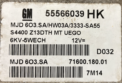 Vauxhall Corsa 1.3 JTD, CDTI, 55566039, HK, MJD 603.SA, 7160018001, 71600.180.01