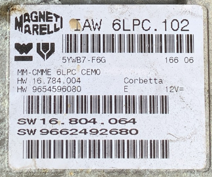 Magneti Marelli, IAW 6LPC.102, HW 16784004, HW 9654596080, SW 16803064, SW 9662492680
