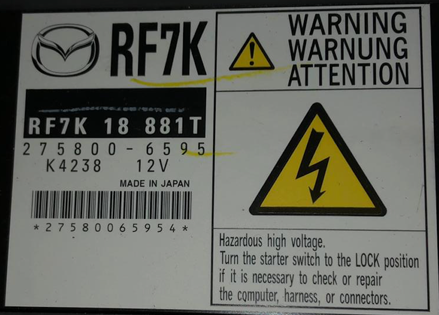 Mazda 6 Engine ECU DENSO 2.0DCi, MB275800-6595, RF7K 18 881T, K4238, RF7K 