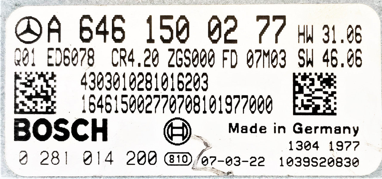 Mercedes-Benz, 0281014200, 0 281 014 200, A6461500277, A 646 150 02 77, CR4.20