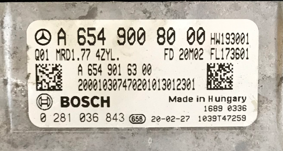 Mercedes-Benz, 0281036843, 0 281 036 843, A6549008000, A 654 900 80 00, A6549016300, A 654 901 63 00, HW193001, MRD1.77, FL173601