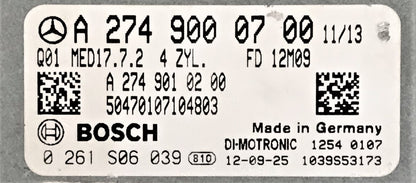 Mercedes-Benz C180, GLK 250, 0261S06039, 0 261 S06 039, A2749000700, A 274 900 07 00, A2749010200, A 274 901 02 00, MED17.7.2