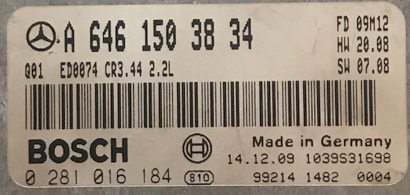 Mercedes-Benz CLC CDI, 0281016184, 0 281 016 184, A6461503834, A 646 150 38 34