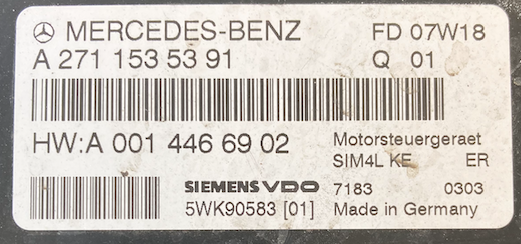 Mercedes-Benz CLK 1.8, A2711535391, A2710102945, 5WK90583, SIM4L KE
