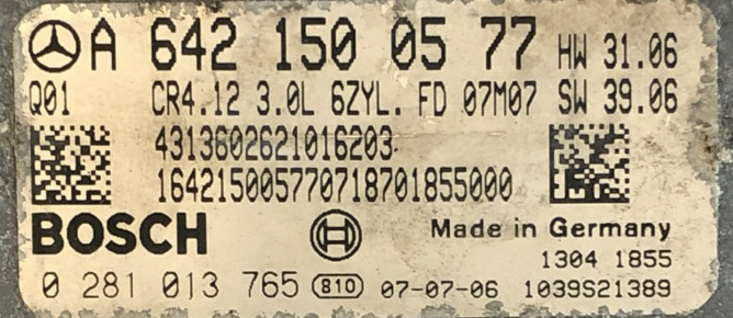 Mercedes-Benz R 320/350 CDI 4MATIC, 0281013765, 0 281 013 765, A6421500577, A 642 150 05 77, 1039S21389