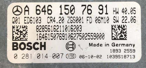 Mercedes Engine ECU, 0281014007, 0 281 014 007, A6461507691, A 646 150 76 91, 1039S18713, CR4.20