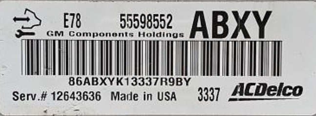 Plug & Play ACDelco Engine ECU, 55598552, 12643636, ABXY, E78