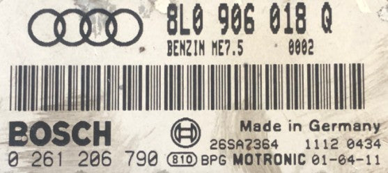 Plug & Play Bosch Engine ECU, 0261206790, 0 261 206 790, 8L0 906 018 Q, 8L0906018Q, ME7.5