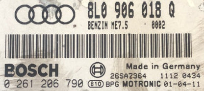 Plug & Play Bosch Engine ECU, 0261206790, 0 261 206 790, 8L0 906 018 Q, 8L0906018Q, ME7.5