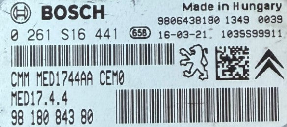 Plug & Play Bosch Engine ECU, 0261S16441, 0 261 S16 441, 98 180 843 80, 9818084380, MED17.4.4
