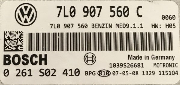 Plug & Play Bosch Engine ECU, Audi Touareg 4.2, 0261S02410, 0 261 S02 410, 7L0907560C, 7L0 907 560 C, MED9.1.1