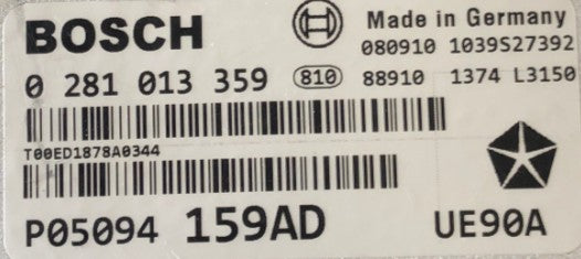 Plug & Play Bosch Engine ECU, Chrysler Cherokee 2.8 CRD 4X4, 0281013359, 0 281 013 359, P05094159AD, P05094 159AD