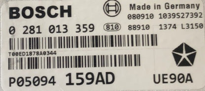 Plug & Play Bosch Engine ECU, Chrysler Cherokee 2.8 CRD 4X4, 0281013359, 0 281 013 359, P05094159AD, P05094 159AD