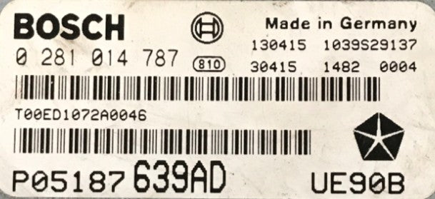 Plug & Play Bosch Engine ECU, Chrysler, 0281014787, 0 281 014 787, P05187639AD, P05187 639AD