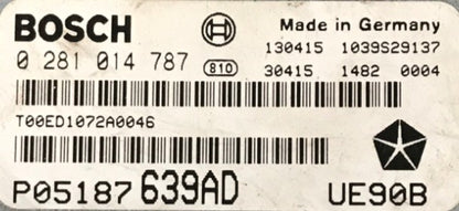 Plug & Play Bosch Engine ECU, Chrysler, 0281014787, 0 281 014 787, P05187639AD, P05187 639AD
