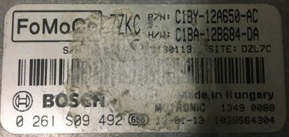 Plug & Play Bosch Engine ECU, Ford, 0261S09492, 0 261 S09 492, C1BY-12A650-AC, C1BY12A650AC, C1BA-12B684-DA, C1BA12B684DA, 7ZKC