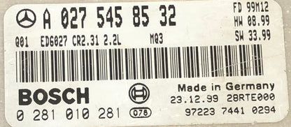 Plug & Play Bosch Engine ECU, Mercedes-Benz CDI, 0281010281, 0 281 010 281, A0275458532, A 027 545 85 32, CR2.31