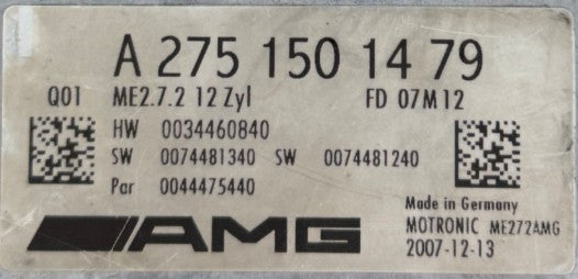 Plug & Play Bosch Engine ECU, Mercedes-Benz, A2751501479, A 275 150 14 79, HW 0034460840, SW 0074481340, FD 07312, ME2.7.2
