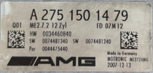 Plug & Play Bosch Engine ECU, Mercedes-Benz, A2751501479, A 275 150 14 79, HW 0034460840, SW 0074481340, FD 07312, ME2.7.2