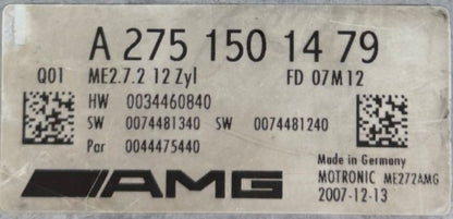 Plug & Play Bosch Engine ECU, Mercedes-Benz, A2751501479, A 275 150 14 79, HW 0034460840, SW 0074481340, FD 07312, ME2.7.2