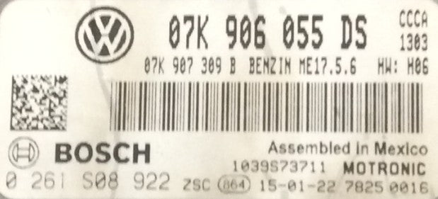 Plug & Play Bosch Engine ECU, VW, 0261S08922, 0 261 S08 922, 07K907309B , 07K 907 309 B, 07K906055DS, 07K 906 055 DS, ME17.5.6