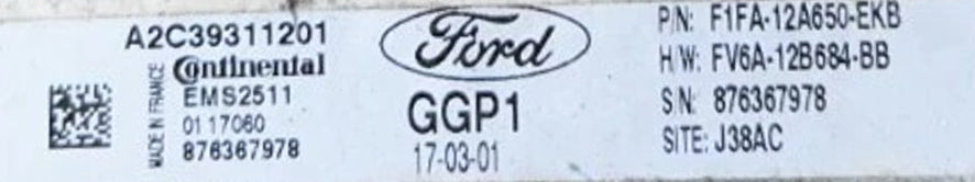 Plug & Play Continental Engine ECU, Ford, A2C39311201, F1FA-12A650-EKB, F1FA12A650EKB, FV6A12B684BB, FV6A-12B684-BB, 876367978, GGP1, EMS2511