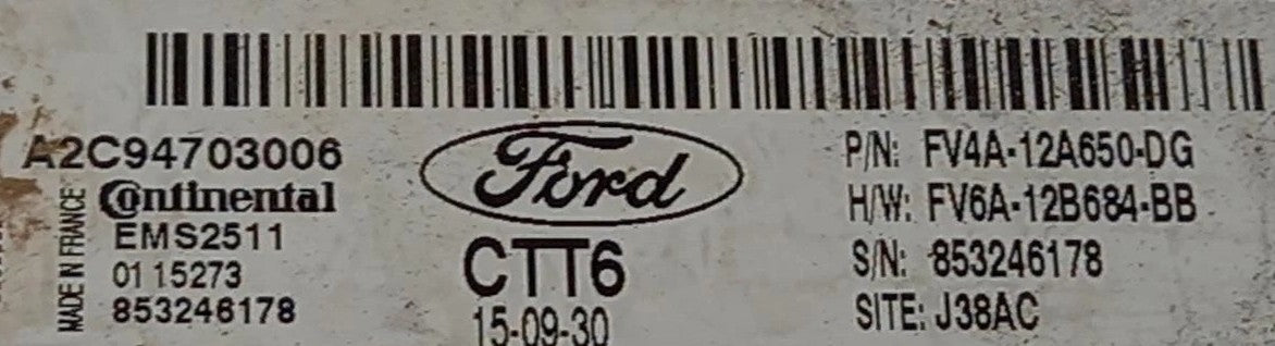 Plug & Play Continental Engine ECU, Ford, A2C94703006, FV4A-12A650-DG, FV4A12A650DG, FV6A12B684BB, FV6A-12B684-BB, 853246178, CTT6, EMS2511