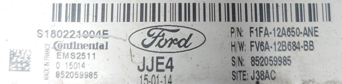 Plug & Play Continental Engine ECU, Ford, S180221004E, F1FA-12A650-ANE, F1FA12A650ANE, FV6A12B684BB, FV6A-12B684-BB, 852059985, JJE4, EMS2511