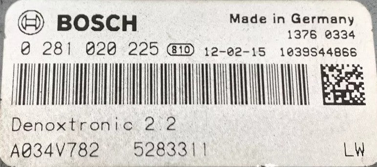 Plug & Play DAF Bosch Engine ECU, Cummins ISX15 Denoxtronic 2.2, 0281020225, 0 281 020 225, 5283311, A034V782