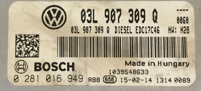 Plug & Play Engine ECU, 0281016949, 0 281 016 949, 03L907309Q, 03L 907 309 Q, EDC17C46